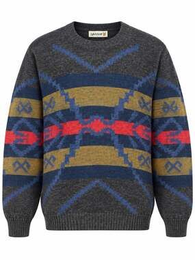 Vintage Lyle & Scott Club Sweater Large Wool Blend Geometric Grandpa Core Retro